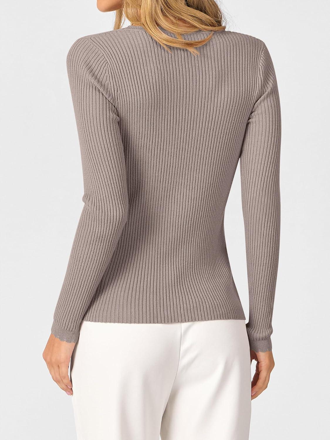 imageANRABESS Womens Ribbed Fitted Sweater Long Sleeve Shirts Scoop Neck Lightweight Casual Knit Slim Tops 2025 Fall OutfitsPurple Taupe