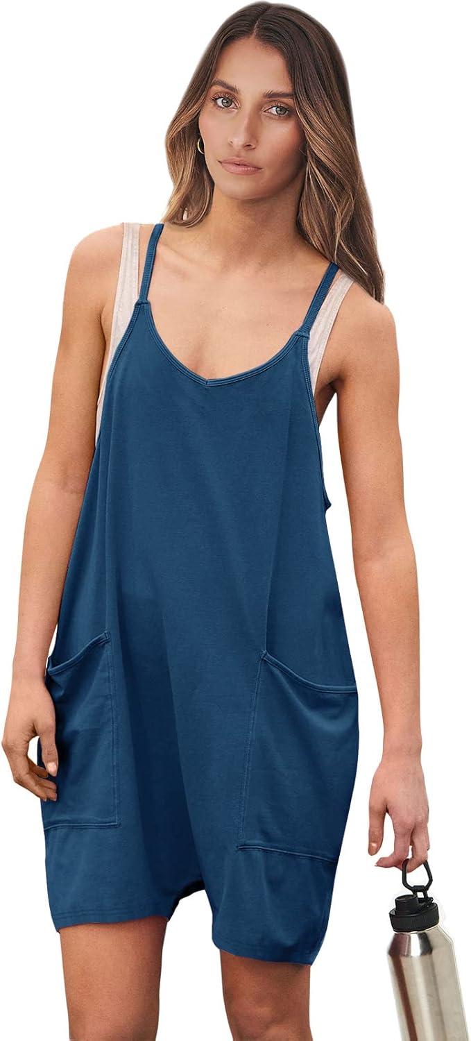 imageANRABESS Womens Rompers Summer Casual Loose Sleeveless Overalls Spaghetti Strap Shorts Jumpsuit 2025 Beach Vacation OutfitsBlue