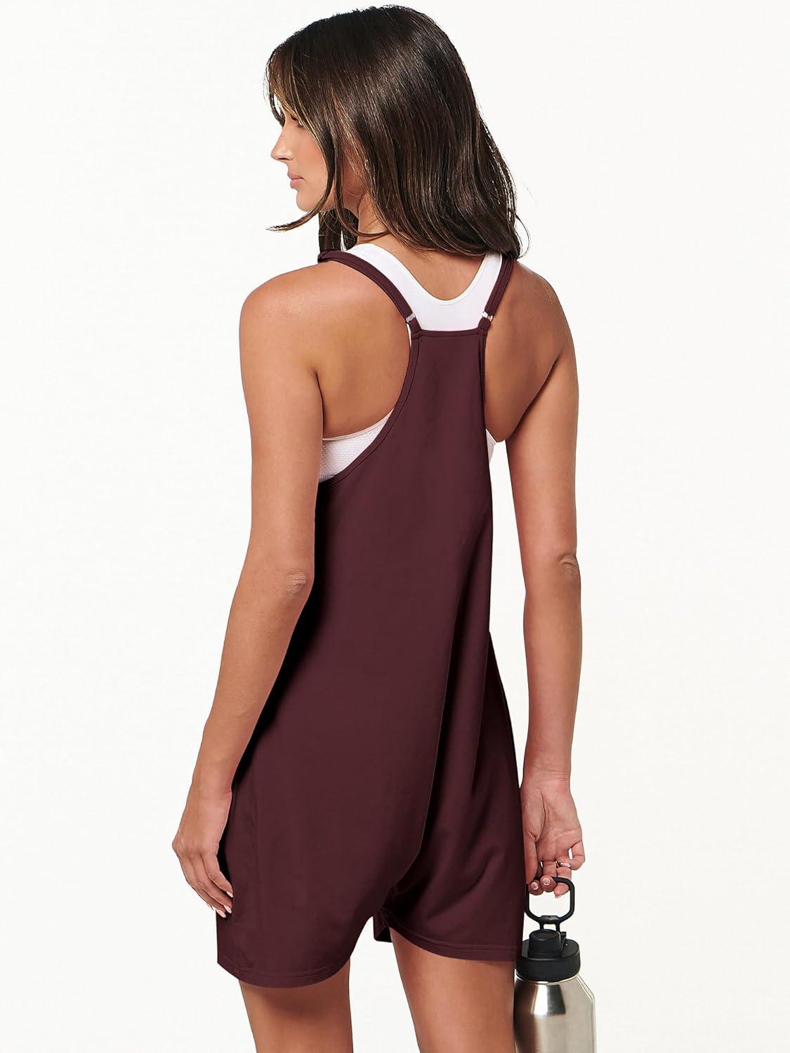 imageANRABESS Womens Rompers Summer Casual Loose Sleeveless Overalls Spaghetti Strap Shorts Jumpsuit 2025 Beach Vacation OutfitsBurgundy