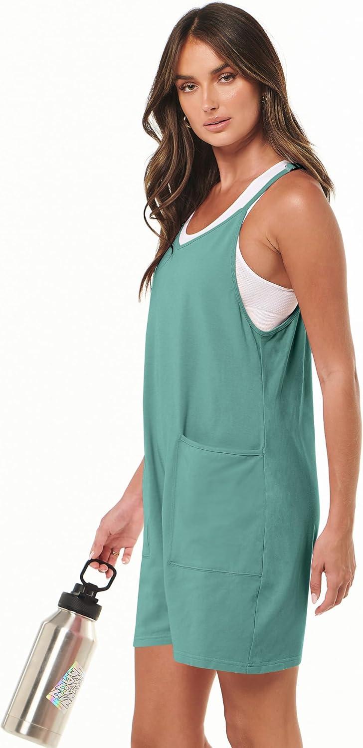 imageANRABESS Womens Rompers Summer Casual Loose Sleeveless Overalls Spaghetti Strap Shorts Jumpsuit 2025 Beach Vacation OutfitsCyan