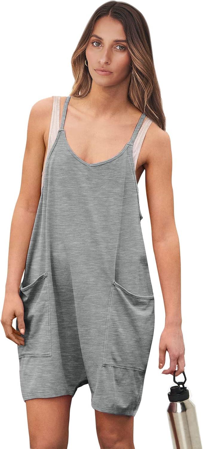 imageANRABESS Womens Rompers Summer Casual Loose Sleeveless Overalls Spaghetti Strap Shorts Jumpsuit 2025 Beach Vacation OutfitsDeep Grey