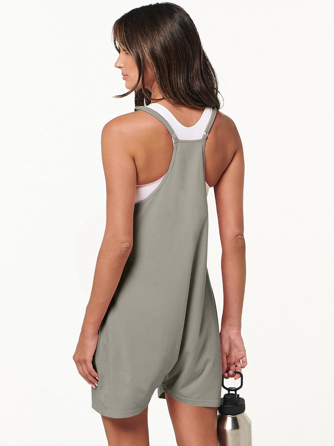 imageANRABESS Womens Rompers Summer Casual Loose Sleeveless Overalls Spaghetti Strap Shorts Jumpsuit 2025 Beach Vacation OutfitsGrey