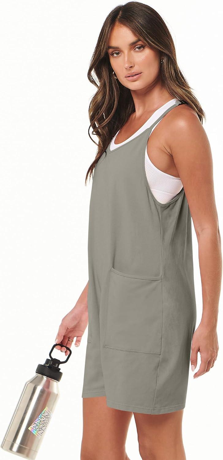 imageANRABESS Womens Rompers Summer Casual Loose Sleeveless Overalls Spaghetti Strap Shorts Jumpsuit 2025 Beach Vacation OutfitsGrey