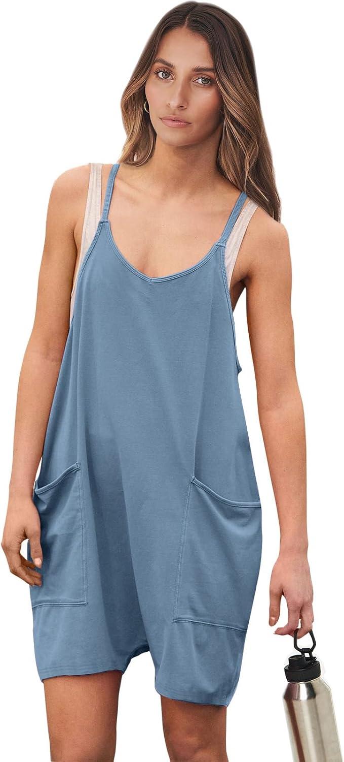 imageANRABESS Womens Rompers Summer Casual Loose Sleeveless Overalls Spaghetti Strap Shorts Jumpsuit 2025 Beach Vacation OutfitsLight Blue