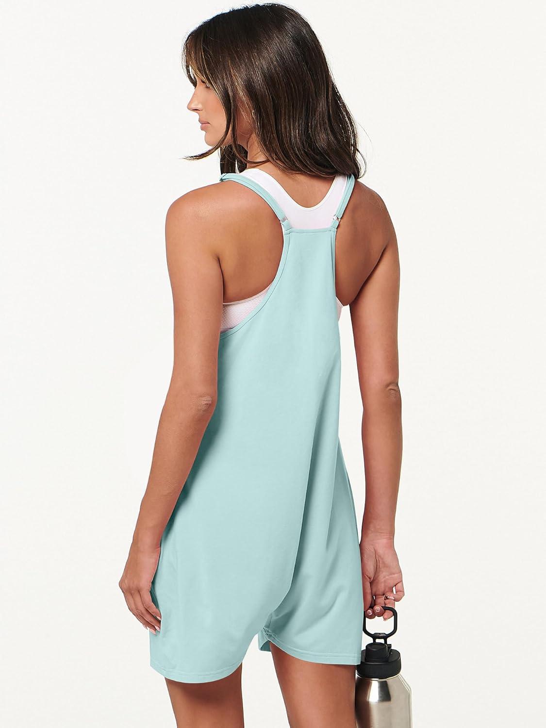 imageANRABESS Womens Rompers Summer Casual Loose Sleeveless Overalls Spaghetti Strap Shorts Jumpsuit 2025 Beach Vacation OutfitsMint Green