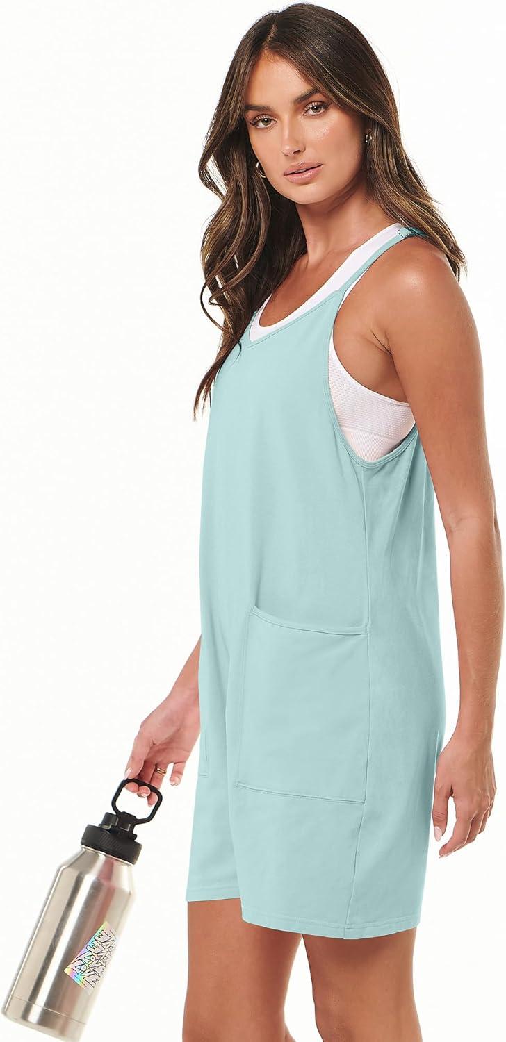 imageANRABESS Womens Rompers Summer Casual Loose Sleeveless Overalls Spaghetti Strap Shorts Jumpsuit 2025 Beach Vacation OutfitsMint Green