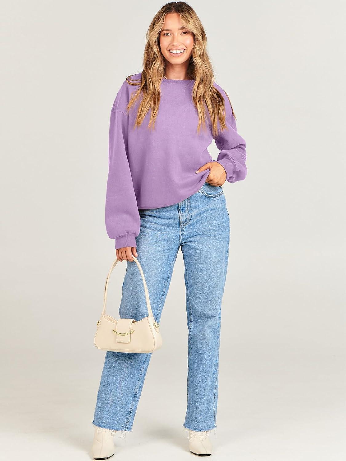 imageANRABESS Womens Sweatshirts Crewneck Fleece Oversized Pullover Sweaters Fall Winter Cute Tops Teen Girls Preppy Clothes 2025Light Purple