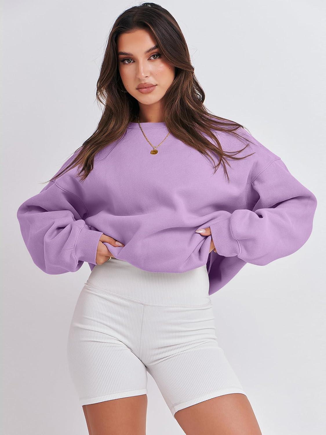 imageANRABESS Womens Sweatshirts Crewneck Fleece Oversized Pullover Sweaters Fall Winter Cute Tops Teen Girls Preppy Clothes 2025Light Purple