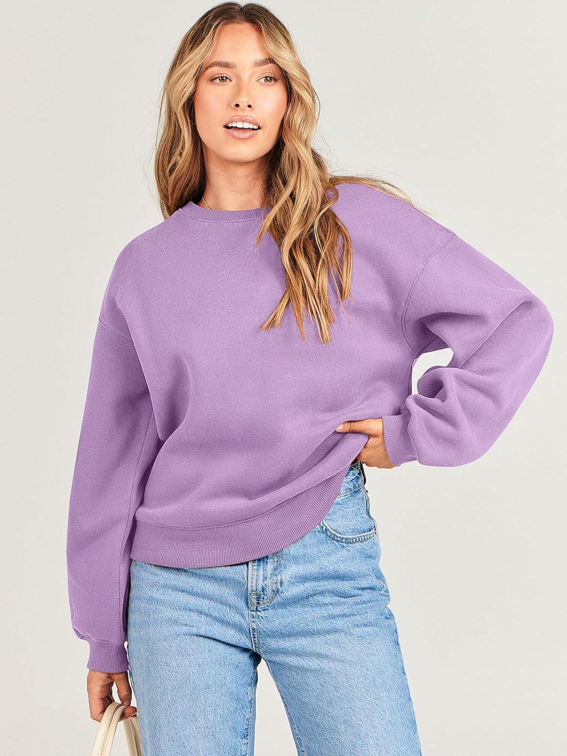 imageANRABESS Womens Sweatshirts Crewneck Fleece Oversized Pullover Sweaters Fall Winter Cute Tops Teen Girls Preppy Clothes 2025Light Purple