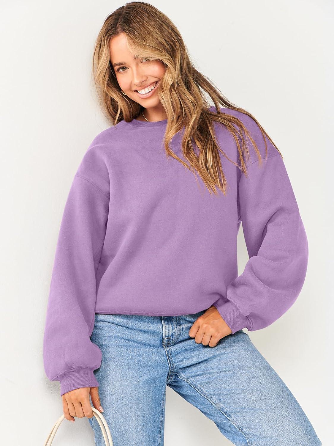 imageANRABESS Womens Sweatshirts Crewneck Fleece Oversized Pullover Sweaters Fall Winter Cute Tops Teen Girls Preppy Clothes 2025Light Purple
