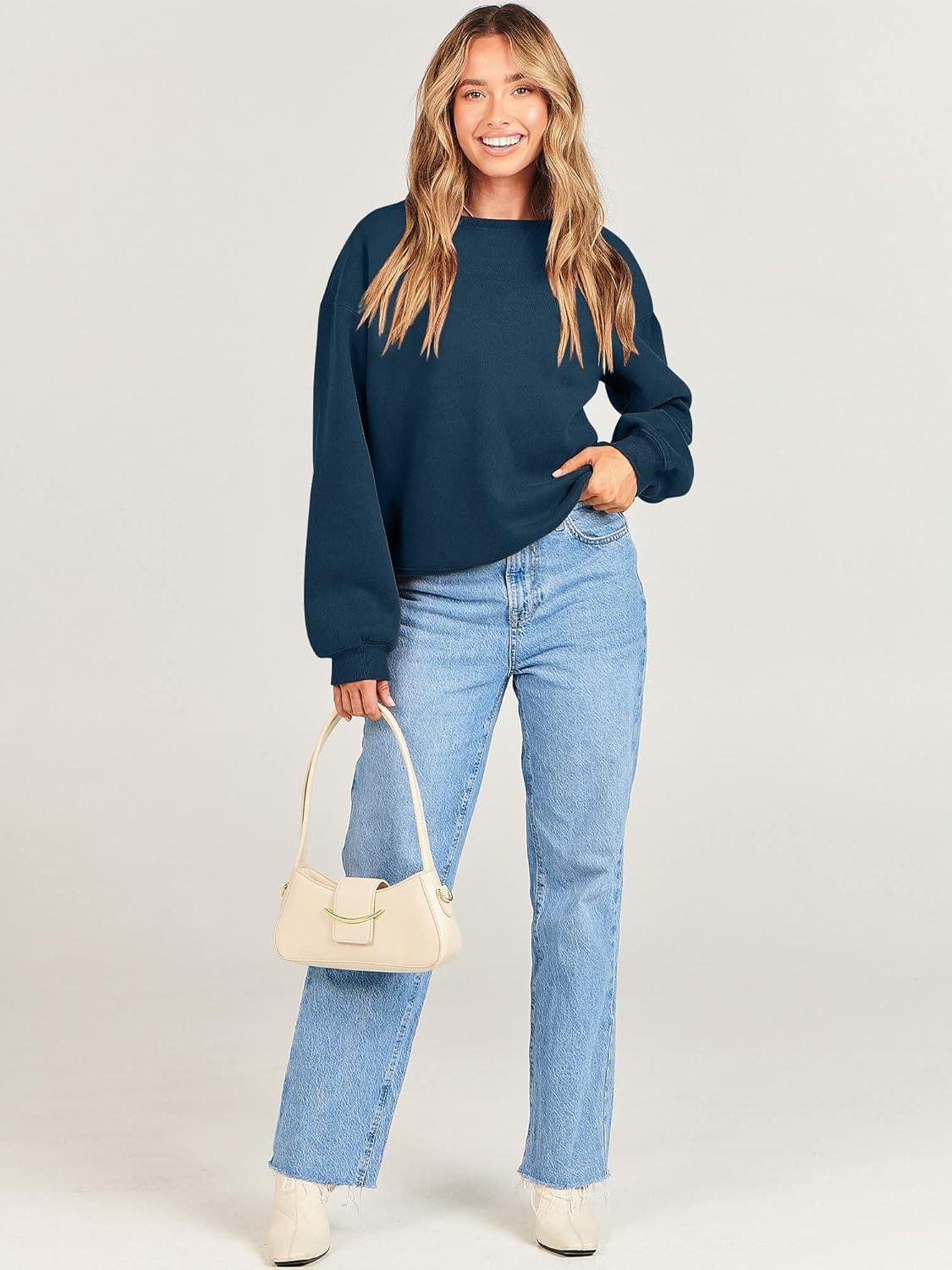 imageANRABESS Womens Sweatshirts Crewneck Fleece Oversized Pullover Sweaters Fall Winter Cute Tops Teen Girls Preppy Clothes 2025Navy Blue