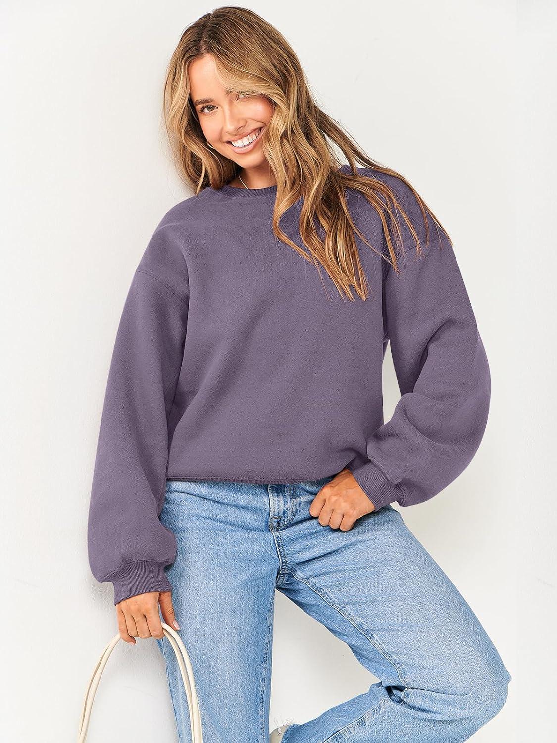 imageANRABESS Womens Sweatshirts Crewneck Fleece Oversized Pullover Sweaters Fall Winter Cute Tops Teen Girls Preppy Clothes 2025Purple