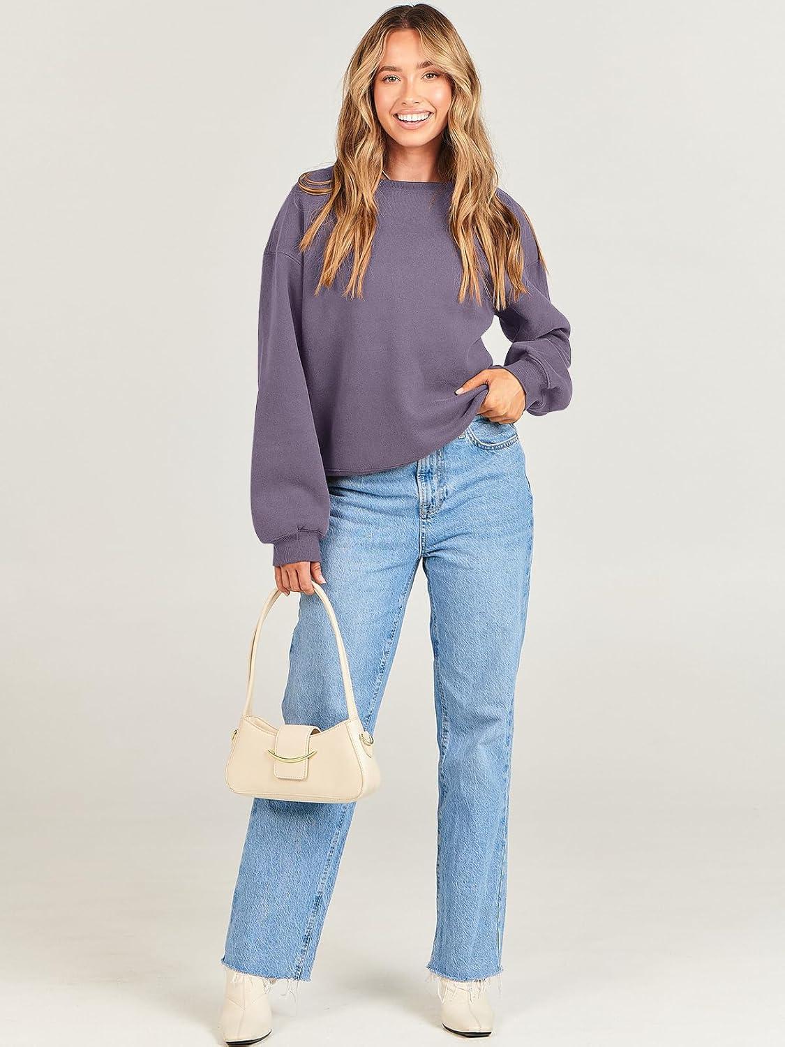 imageANRABESS Womens Sweatshirts Crewneck Fleece Oversized Pullover Sweaters Fall Winter Cute Tops Teen Girls Preppy Clothes 2025Purple