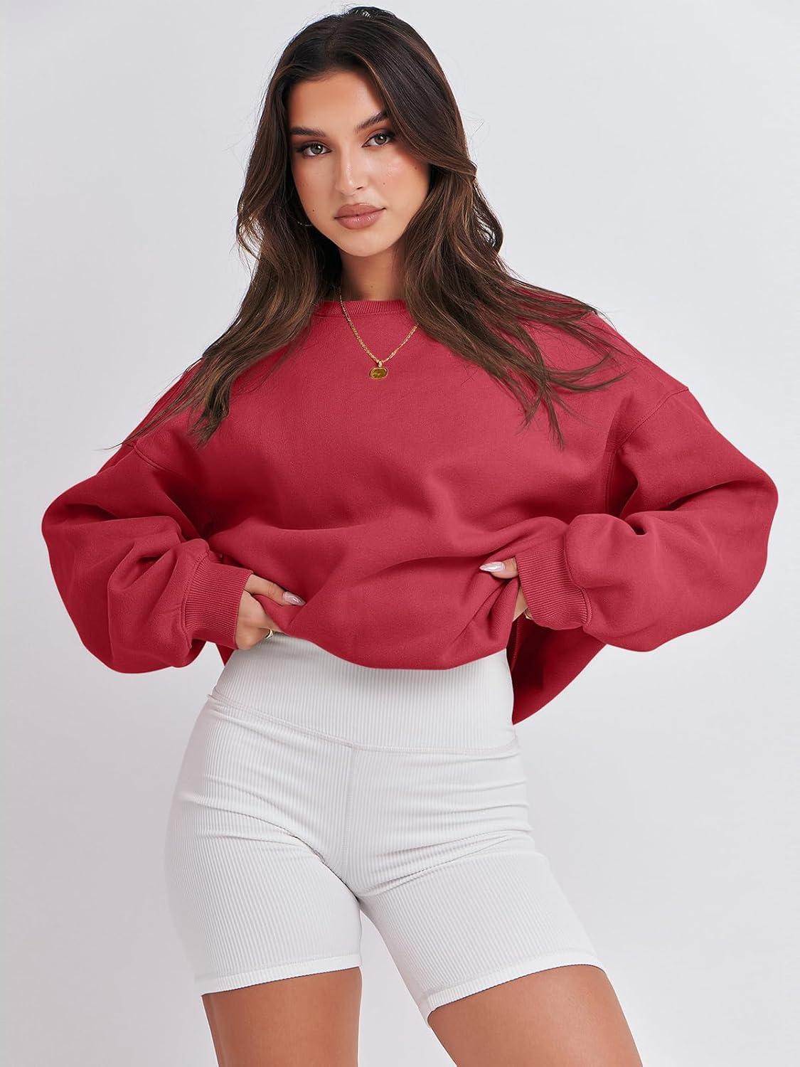 imageANRABESS Womens Sweatshirts Crewneck Fleece Oversized Pullover Sweaters Fall Winter Cute Tops Teen Girls Preppy Clothes 2025Red