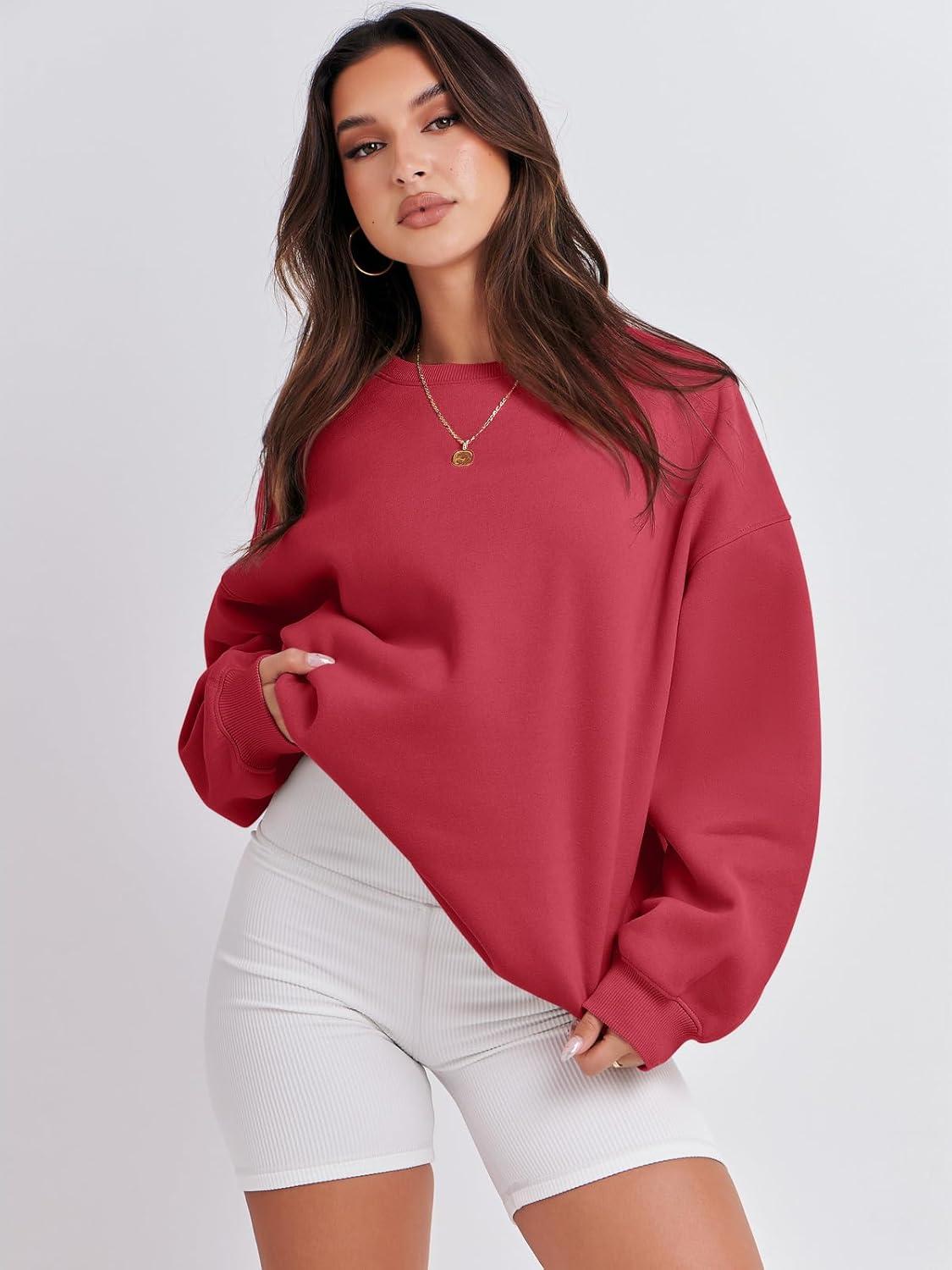 imageANRABESS Womens Sweatshirts Crewneck Fleece Oversized Pullover Sweaters Fall Winter Cute Tops Teen Girls Preppy Clothes 2025Red