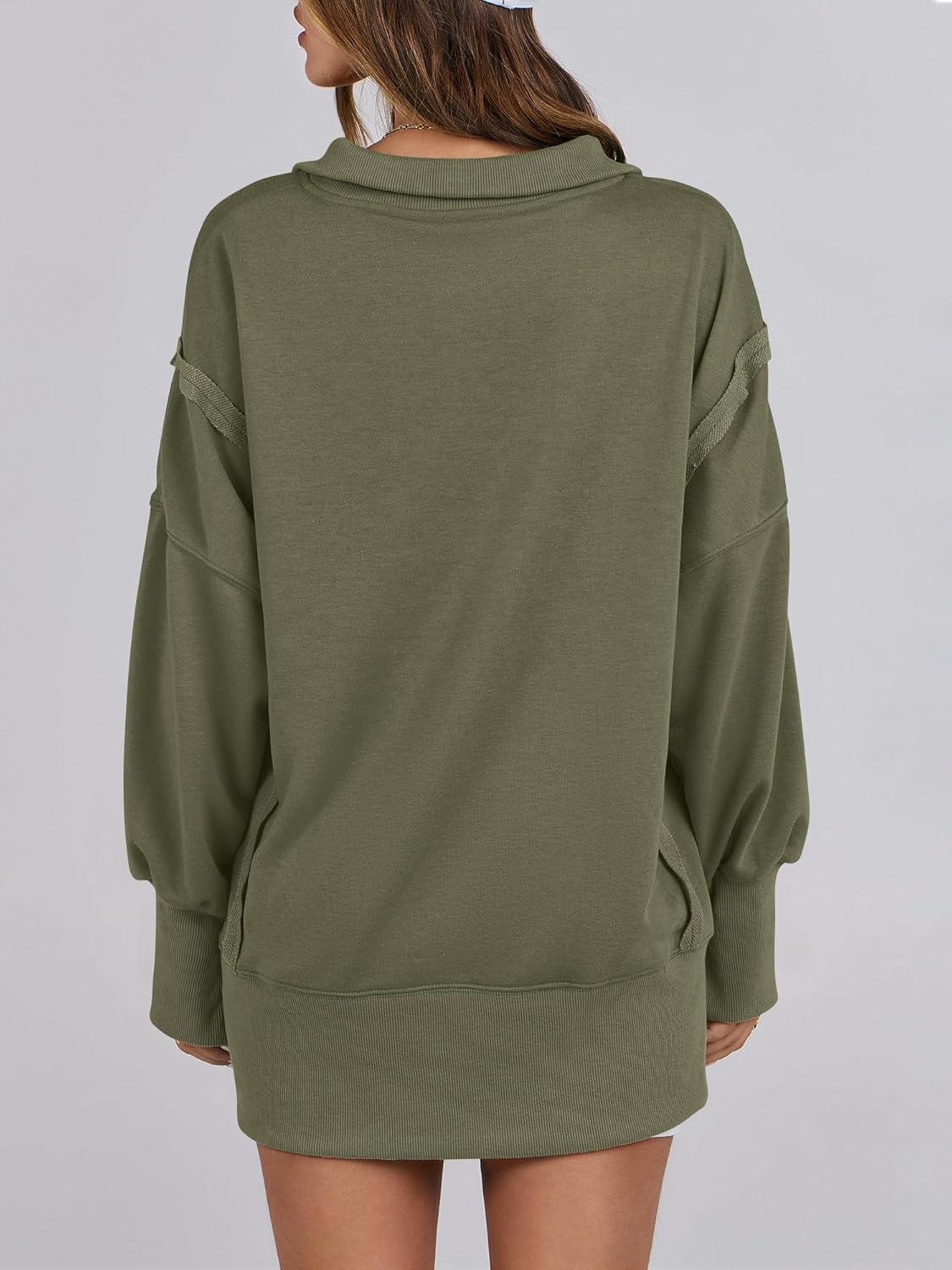 imageANRABESS Womens Sweatshirts Oversized Casual Loose Button Up Henley Pullover Top High Low Split 2025 Fall Fashion OutfitsArmy Green