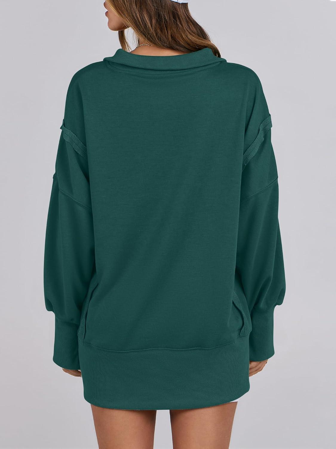 imageANRABESS Womens Sweatshirts Oversized Casual Loose Button Up Henley Pullover Top High Low Split 2025 Fall Fashion OutfitsForest