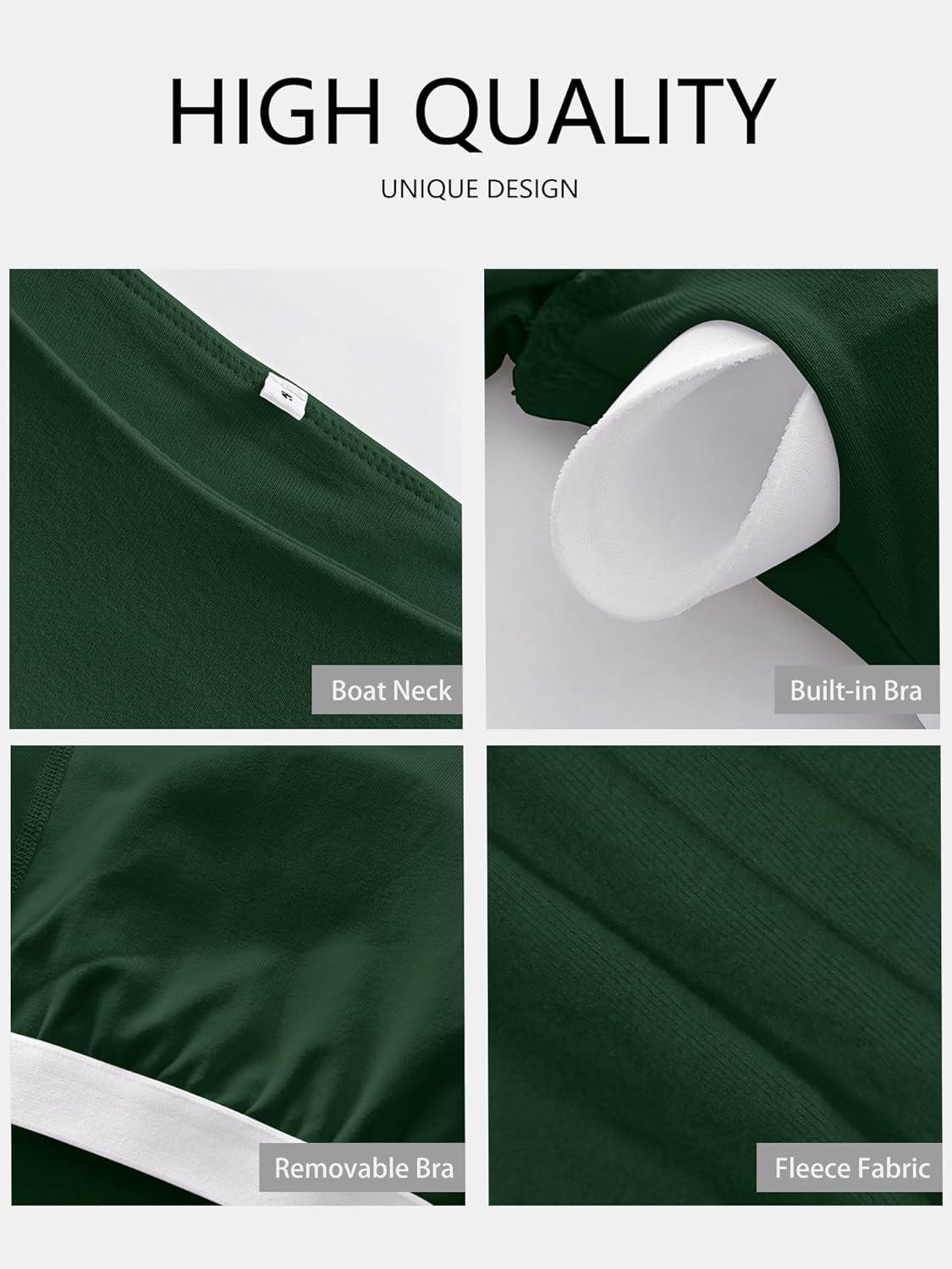 imageANRABESS Womens Thermal Shirts Builtin Bra Long Sleeve Tops Boat Neck Fleece Slim Fitted Basic Tee 2025 Fall Winter OutfitsForest Green