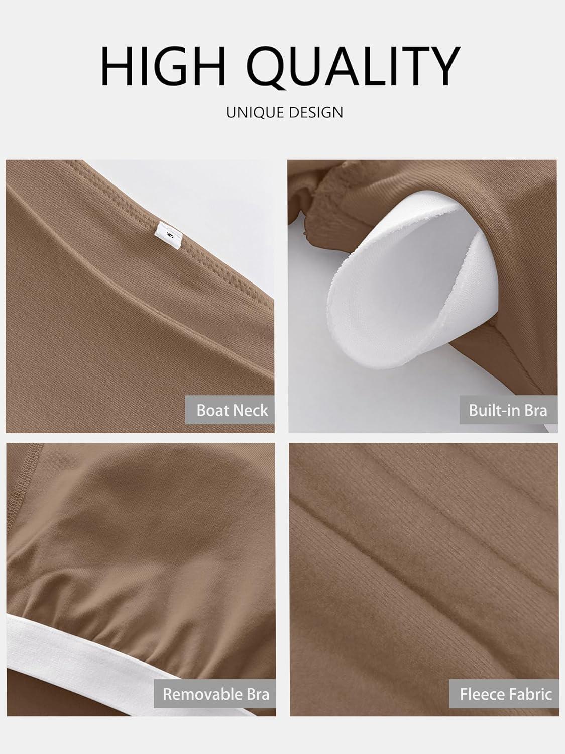 imageANRABESS Womens Thermal Shirts Builtin Bra Long Sleeve Tops Boat Neck Fleece Slim Fitted Basic Tee 2025 Fall Winter OutfitsTan