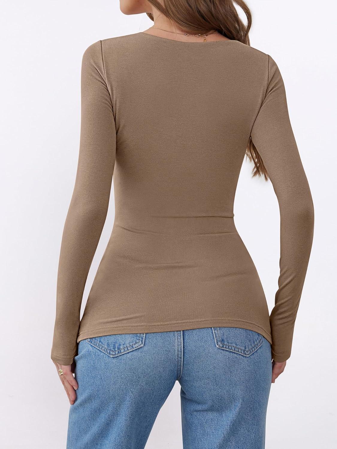 imageANRABESS Womens Thermal Shirts Builtin Bra Long Sleeve Tops Boat Neck Fleece Slim Fitted Basic Tee 2025 Fall Winter OutfitsTan