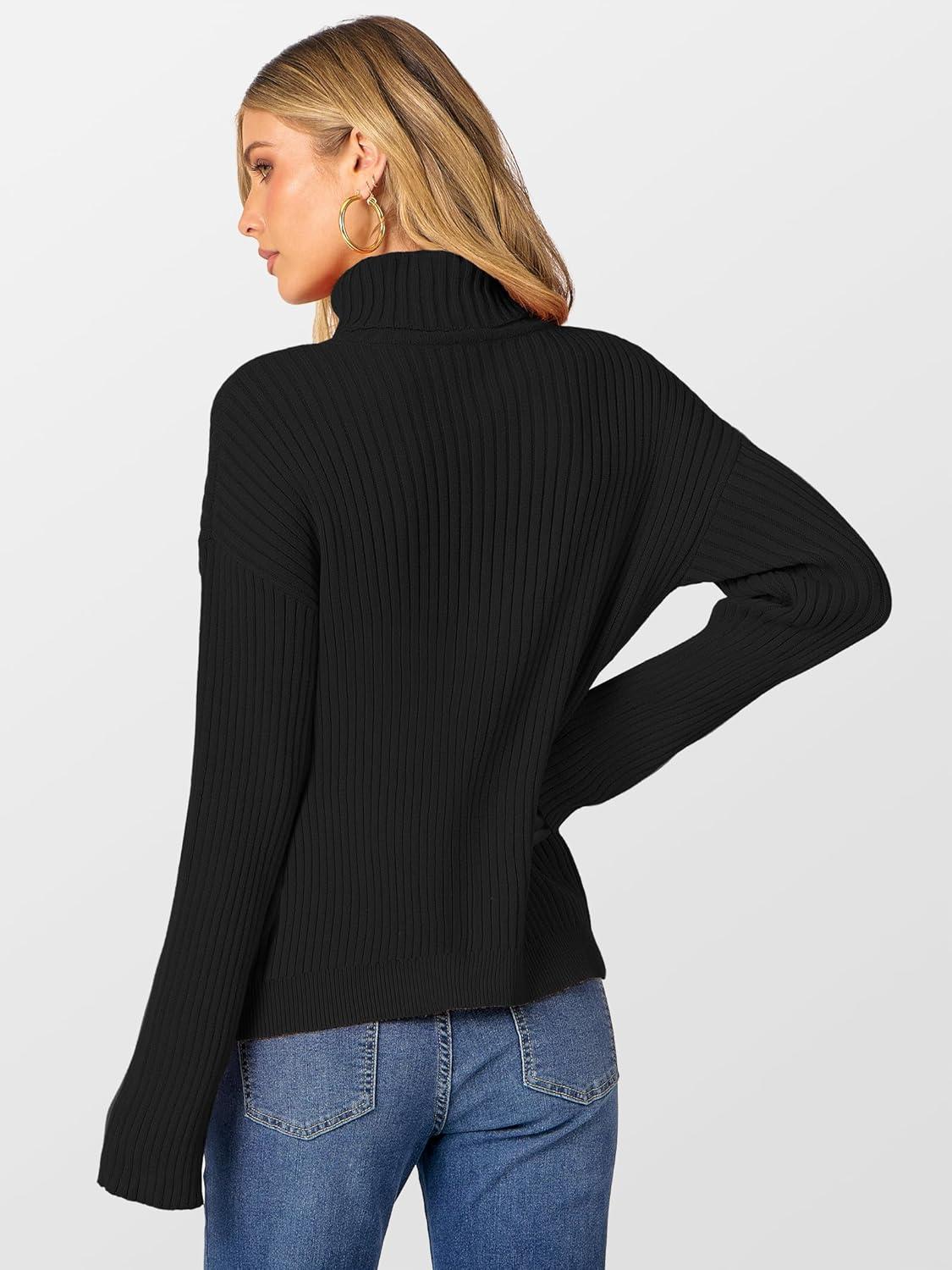 imageANRABESS Womens Turtleneck Sweater 2025 Long Sleeve Ribbed Chunky Knit Fall Pullover Sweater TopBlack