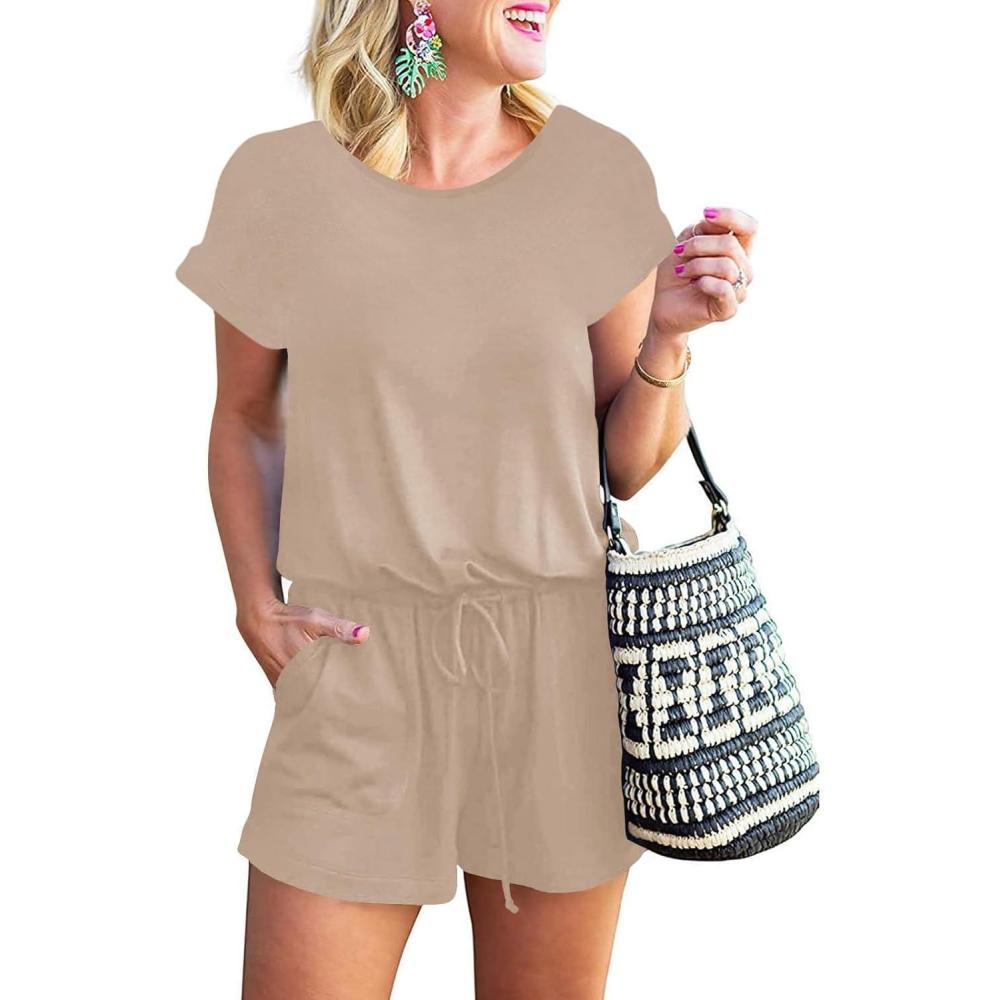 imageANRABESS Rompers for Women Summer 2025 Casual Dressy One Piece Tshirt Short Pants Jumpsuit Beach Vacation Outfit ClothesKhaki
