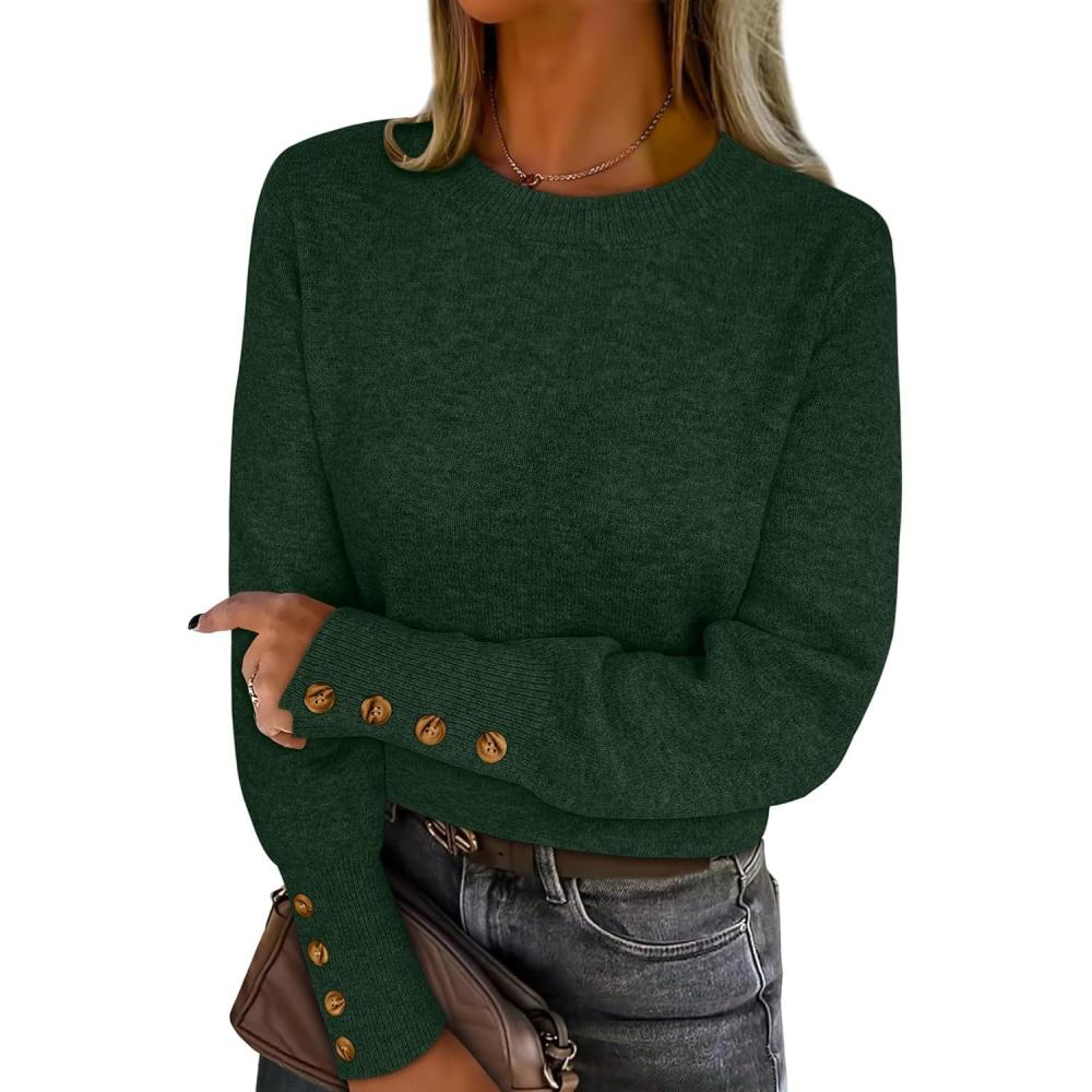 imageANRABESS Sweaters for Women Long Sleeve Crewneck Casual Loose Wool Blend Soft Knit Pullover Tops 2025 Fall Fashion OutfitsDeep Green
