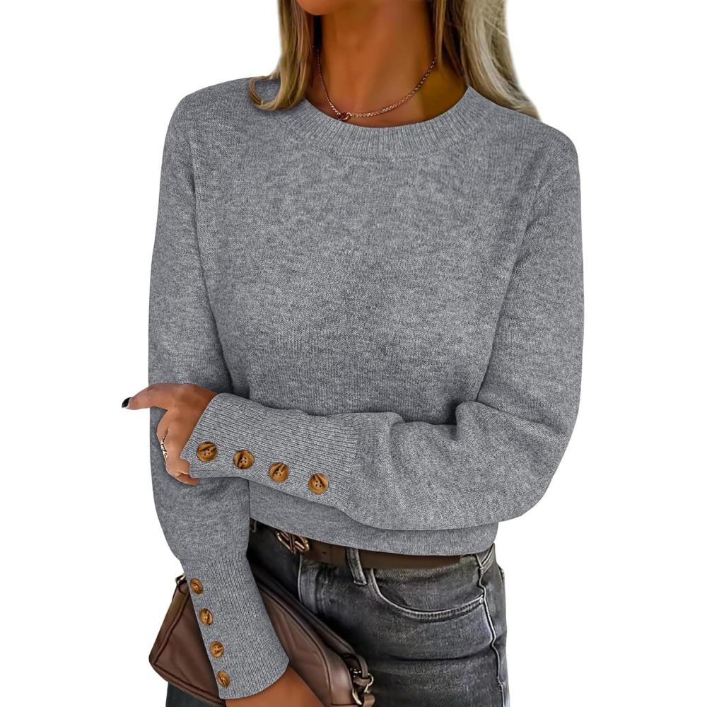 imageANRABESS Sweaters for Women Long Sleeve Crewneck Casual Loose Wool Blend Soft Knit Pullover Tops 2025 Fall Fashion OutfitsGrey
