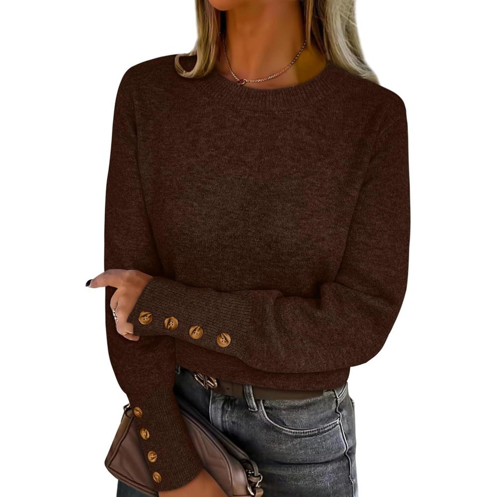 imageANRABESS Sweaters for Women Long Sleeve Crewneck Casual Loose Wool Blend Soft Knit Pullover Tops 2025 Fall Fashion OutfitsMocha