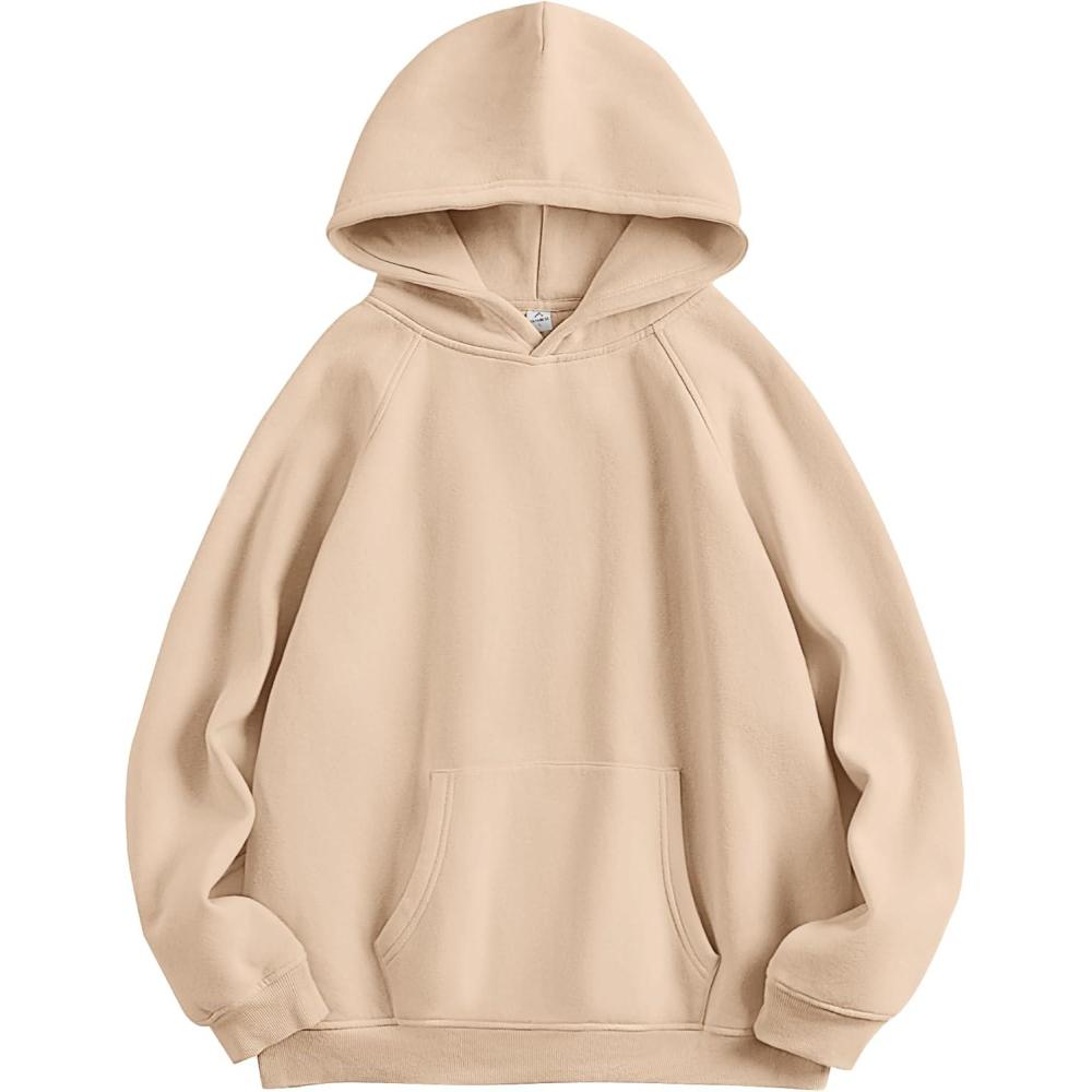 imageANRABESS Women Hoodies Oversized Fleece Long Sleeve Comfy Casual Basic Pullover Sweatshirts 2025 Fall Outfits Y2K ClothesDark Apricot