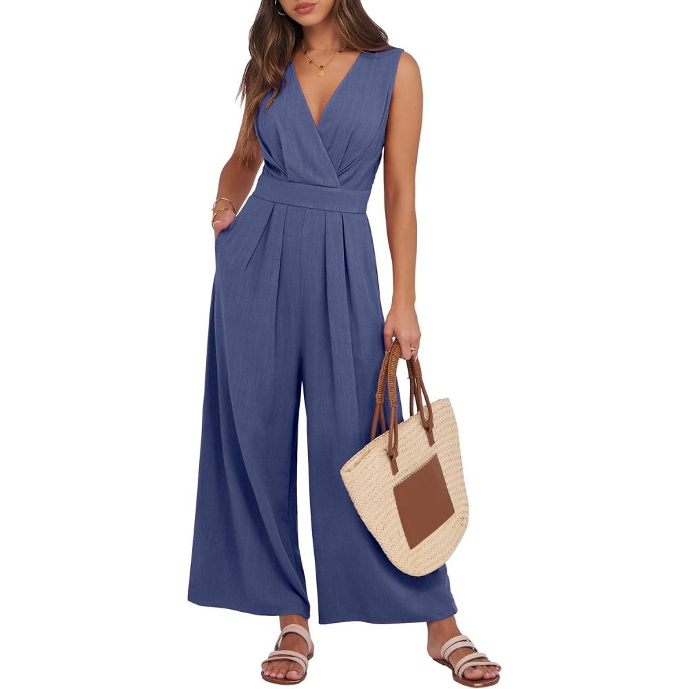 imageANRABESS Women Jumpsuits Sleeveless V Neck Elegant Dressy Casual Backless One Piece Pants Romper 2025 Summer OutfitsDark Blue