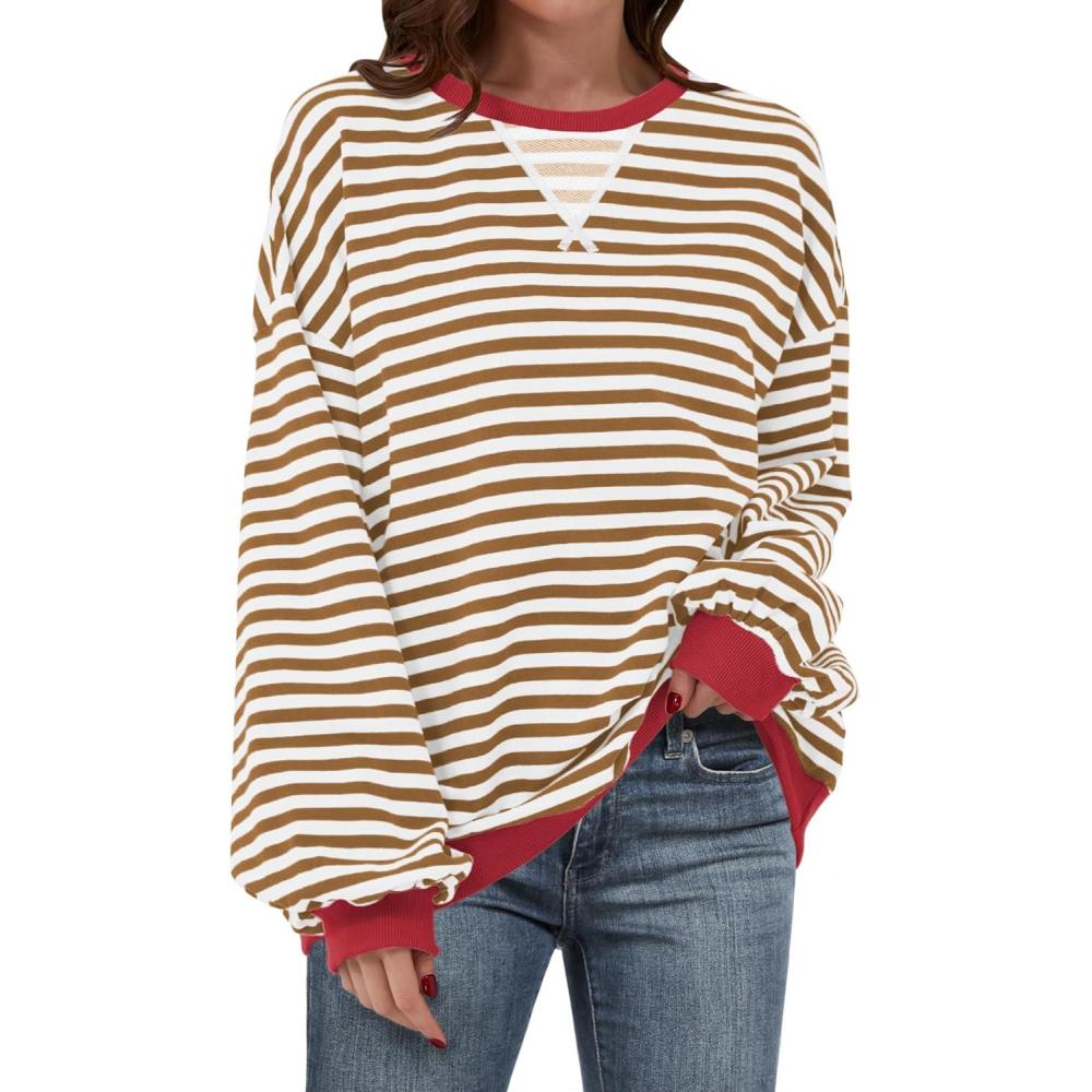 imageANRABESS Women Striped Sweatshirts Oversized Crewneck Long Sleeve Shirts Y2K Pullover Top 2025 Fall Outfits Fashion ClothesCaramel White