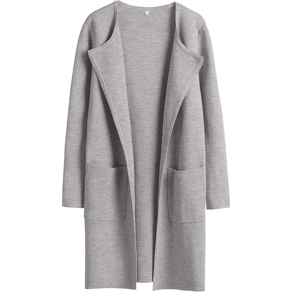 imageANRABESS Womens Cardigan Sweater Open Front Knit Long Coatigan Dressy Casual Jacket Coat 2025 Fall Outfits Classy ClothesGray