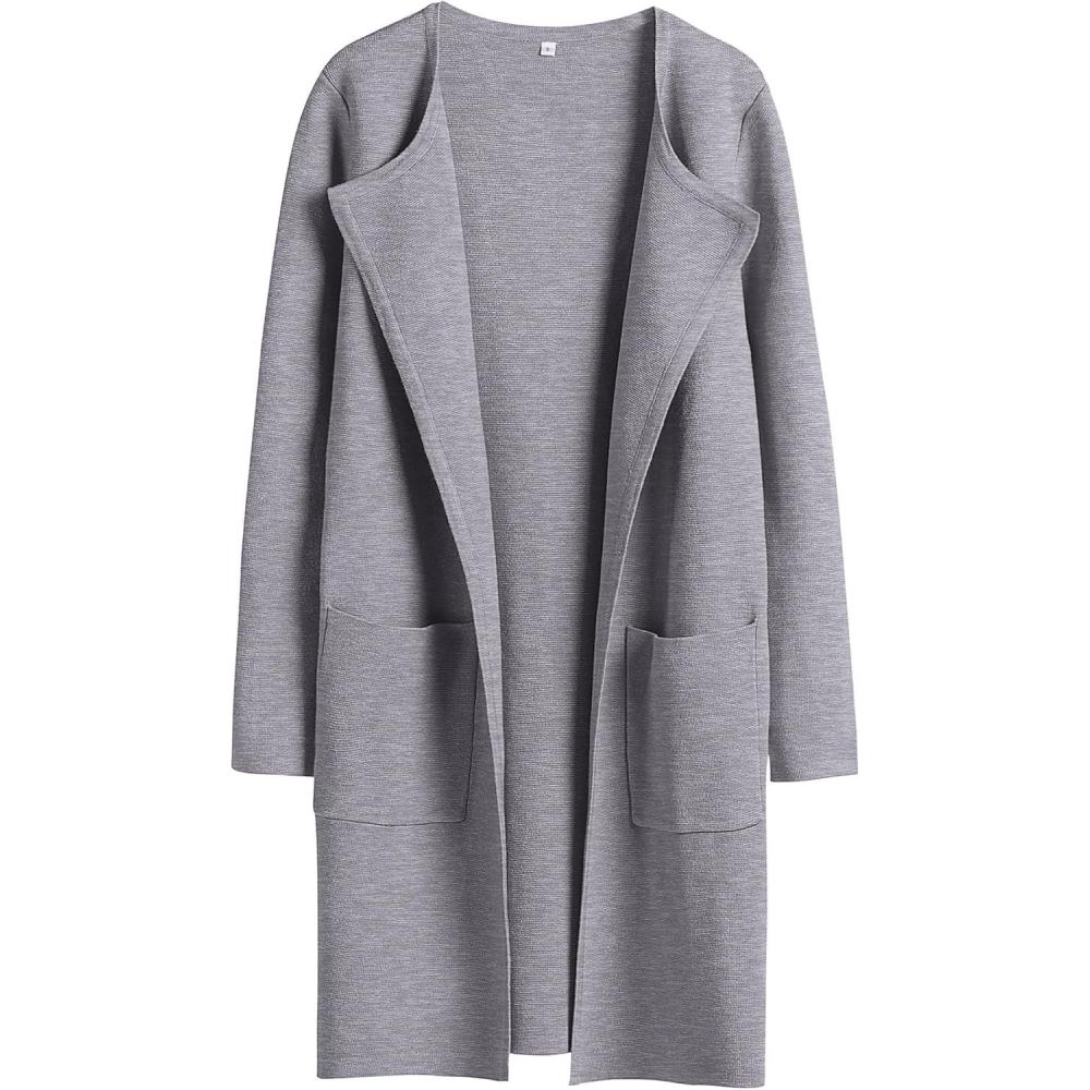 imageANRABESS Womens Cardigan Sweater Open Front Knit Long Coatigan Dressy Casual Jacket Coat 2025 Fall Outfits Classy ClothesGrey