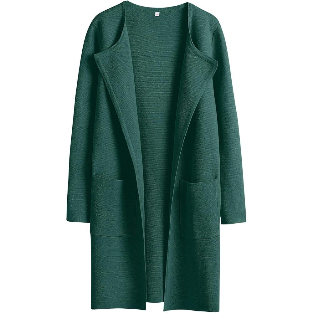 imageANRABESS Womens Cardigan Sweater Open Front Knit Long Coatigan Dressy Casual Jacket Coat 2025 Fall Outfits Classy ClothesOpal Green