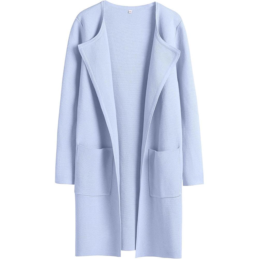 imageANRABESS Womens Cardigan Sweater Open Front Knit Long Coatigan Dressy Casual Jacket Coat 2025 Fall Outfits Classy ClothesSky Blue