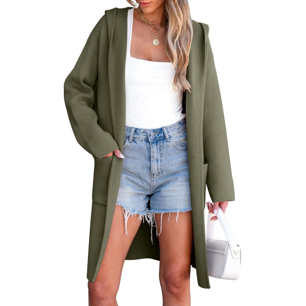 imageANRABESS Womens Cardigan Sweater Oversized Coatigan Knitted Hooded Coat 2025 Fall Outfits OutwearLight Green