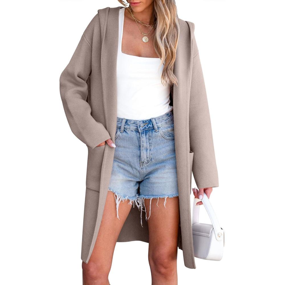 imageANRABESS Womens Cardigan Sweater Oversized Coatigan Knitted Hooded Coat 2025 Fall Outfits OutwearRed Khaki