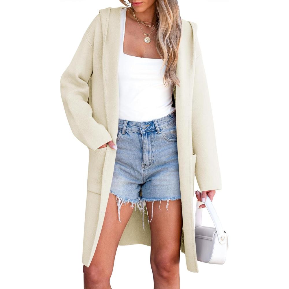 imageANRABESS Womens Cardigan Sweater Oversized Coatigan Knitted Hooded Coat 2025 Fall Outfits OutwearWhite