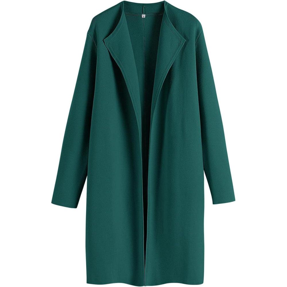 imageANRABESS Womens Long Cardigans Sweater 2025 Fall Dressy Casual Lapel Knit Warm Trench Coatigan Oversized Blazer Jacket CoatDark Green