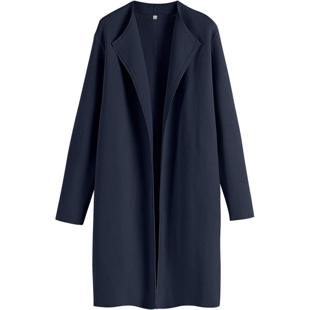 imageANRABESS Womens Long Cardigans Sweater 2025 Fall Dressy Casual Lapel Knit Warm Trench Coatigan Oversized Blazer Jacket CoatNavy Blue