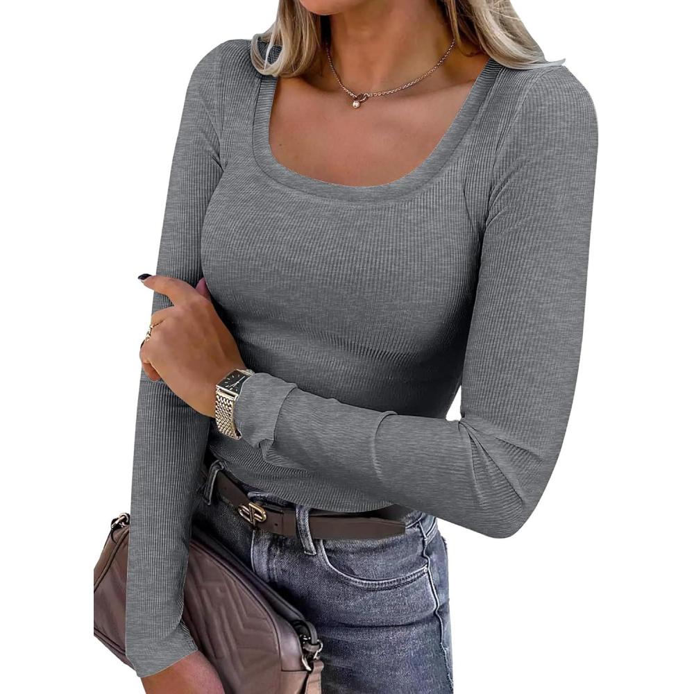 imageANRABESS Womens Long Sleeve Shirts Scoop Neck Ribbed Knit Slim Fitted Tops Casual Basic Tee 2025 Fall Fashion Outfits ClothesDark Grey