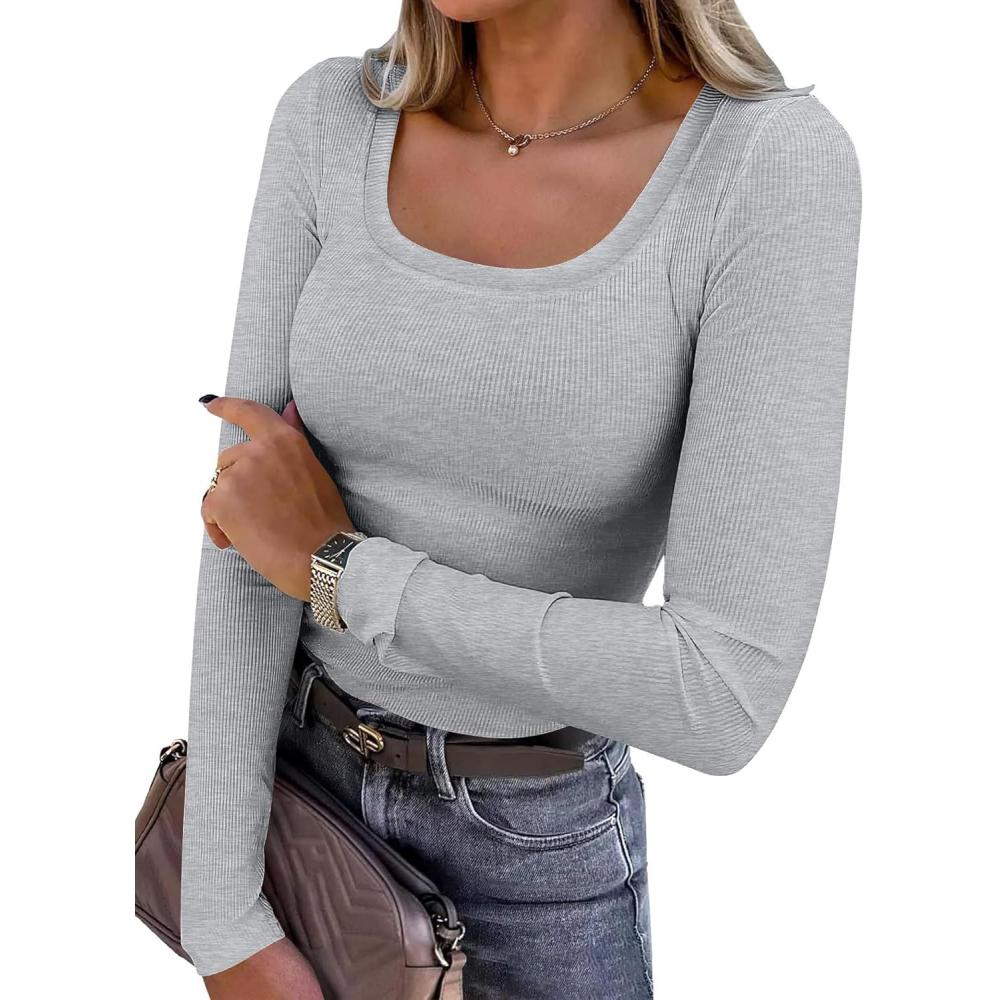 imageANRABESS Womens Long Sleeve Shirts Scoop Neck Ribbed Knit Slim Fitted Tops Casual Basic Tee 2025 Fall Fashion Outfits ClothesGrey