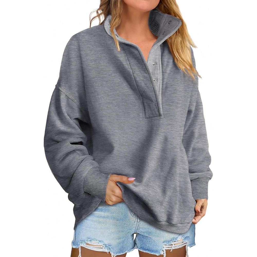 imageANRABESS Womens Oversized Sweatshirt Long Sleeve Henley Pullover Tops 2025 Fall Casual Button Loose Fit Teens Fashion OutfitsGrey