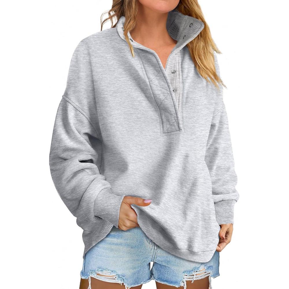 imageANRABESS Womens Oversized Sweatshirt Long Sleeve Henley Pullover Tops 2025 Fall Casual Button Loose Fit Teens Fashion OutfitsLight Grey