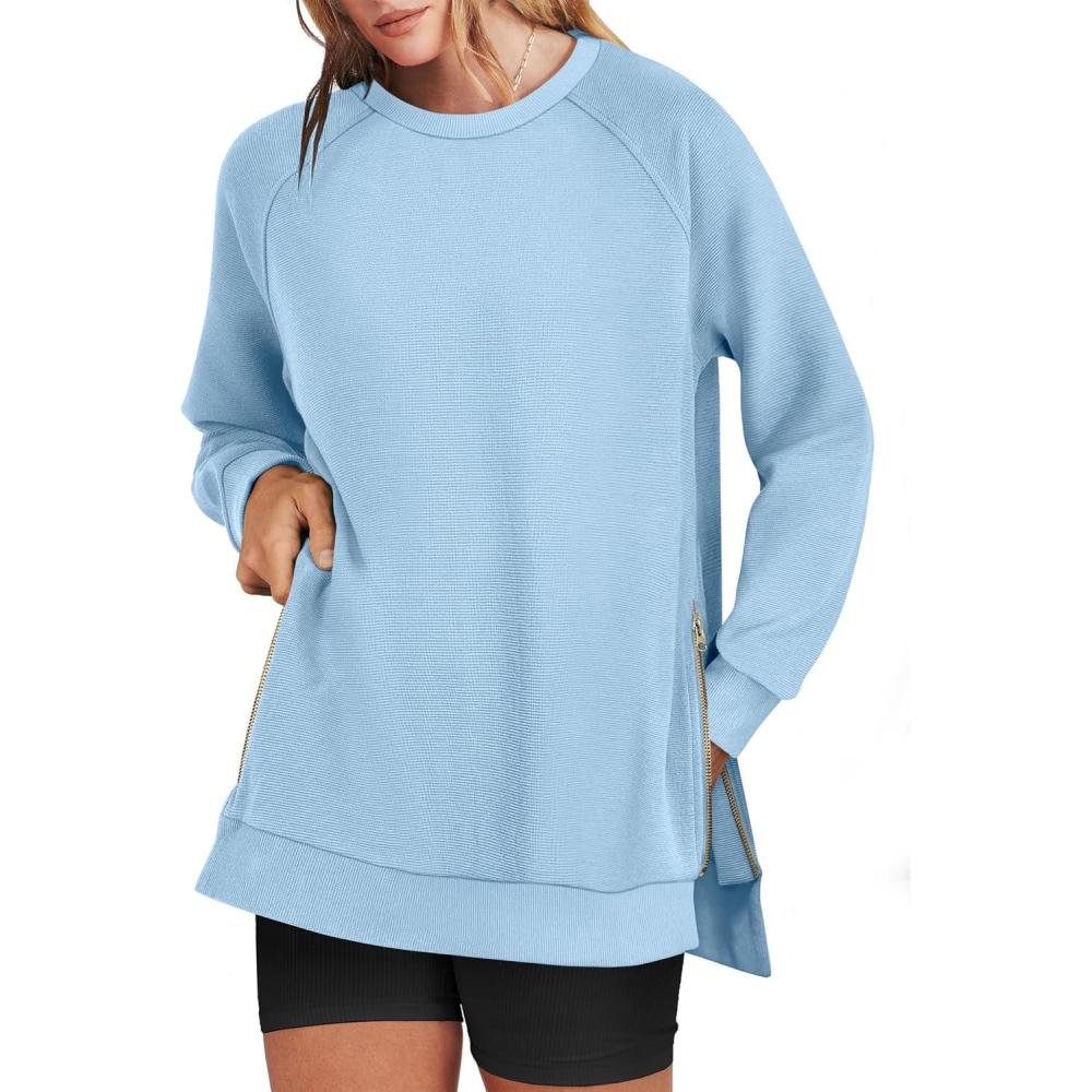 imageANRABESS Womens Oversized Sweatshirts Crewneck Long Sleeve Tunic Pullover Shirts Side Zipper Hoodies 2025 Fall ClothesLight Blue