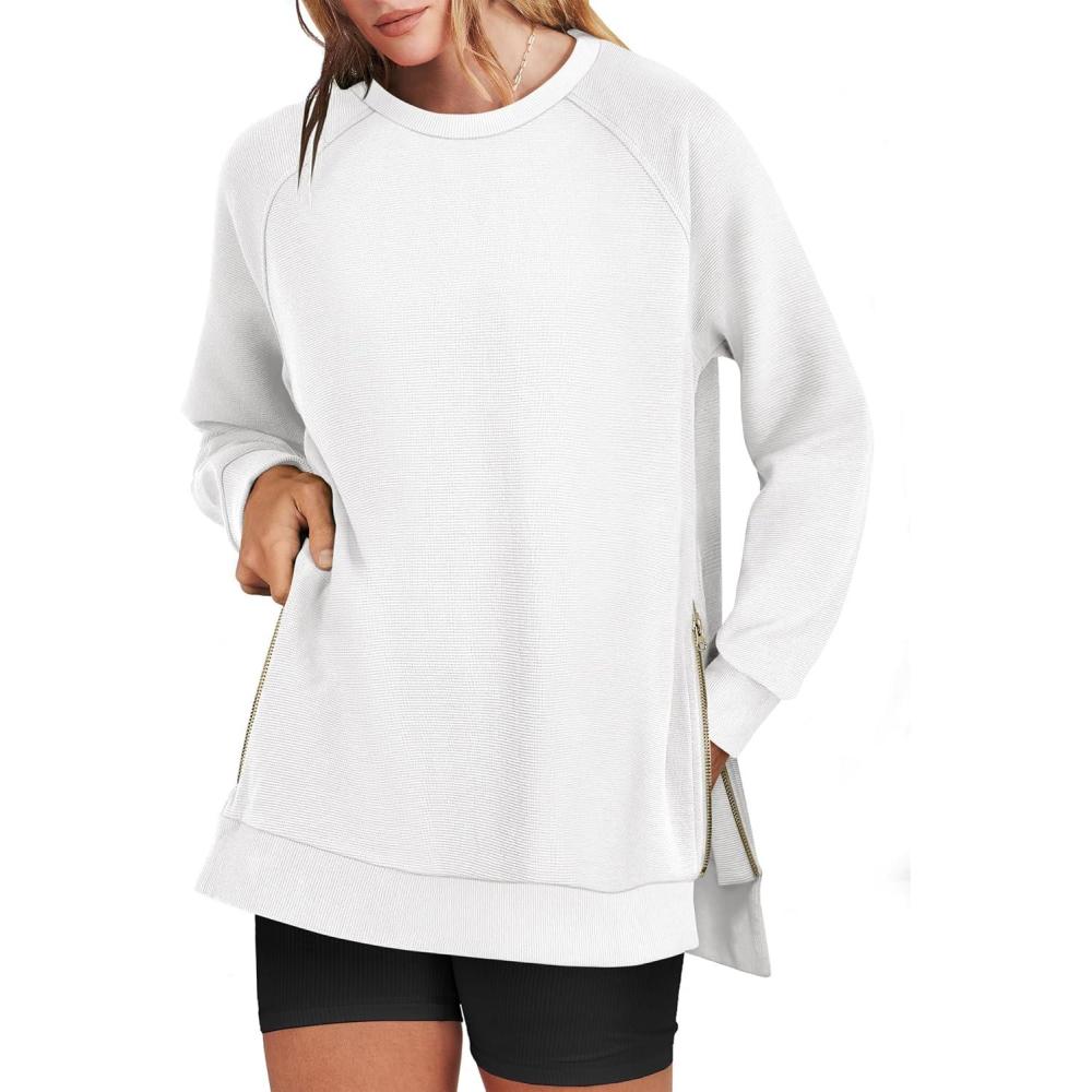 imageANRABESS Womens Oversized Sweatshirts Crewneck Long Sleeve Tunic Pullover Shirts Side Zipper Hoodies 2025 Fall ClothesWhite