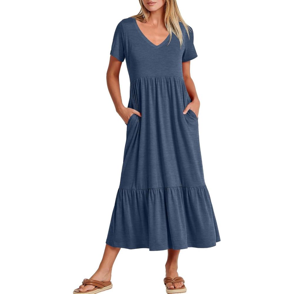 imageANRABESS Womens Summer Casual Short Sleeve T Shirts Maxi Dress Flowy V Neck Tiered Beach Vacation Sundress 2025 OutfitsBlue