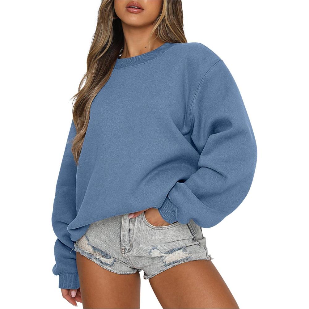 imageANRABESS Womens Sweatshirts Crewneck Fleece Oversized Pullover Sweaters Fall Winter Cute Tops Teen Girls Preppy Clothes 2025Indigo Blue