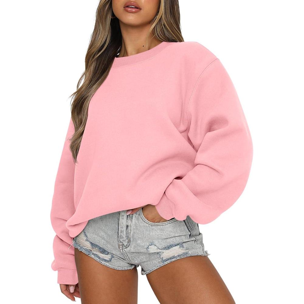 imageANRABESS Womens Sweatshirts Crewneck Fleece Oversized Pullover Sweaters Fall Winter Cute Tops Teen Girls Preppy Clothes 2025Pink